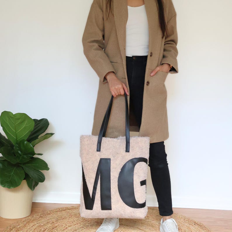 The Lucia Sherpa Tote — Vegan Leather Trim
