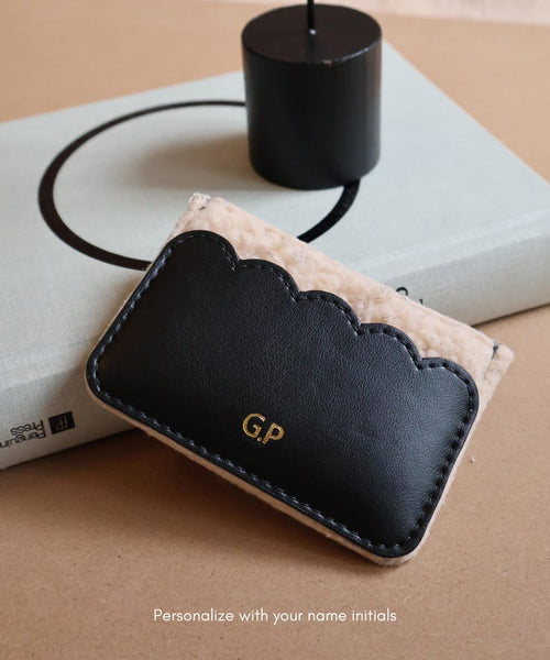 The Aurora Sherpa Card Holder — Scalloped Vegan Leather
