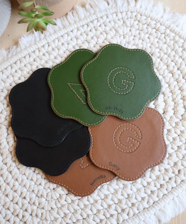 The Sienna Coaster Set — Wavy Vegan Leather