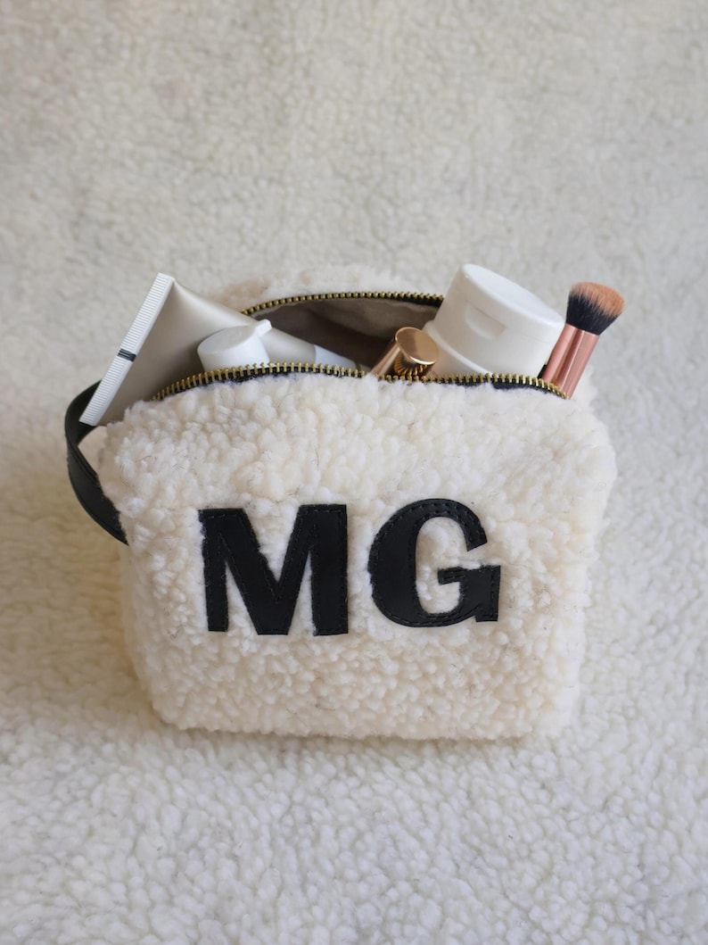 The Valentina Sherpa Pouch — Vegan Leather Detail