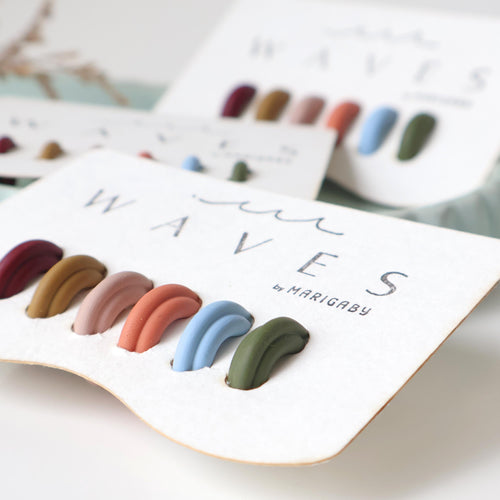 Polymer clay ear cuff worn on ear - dusty purple set